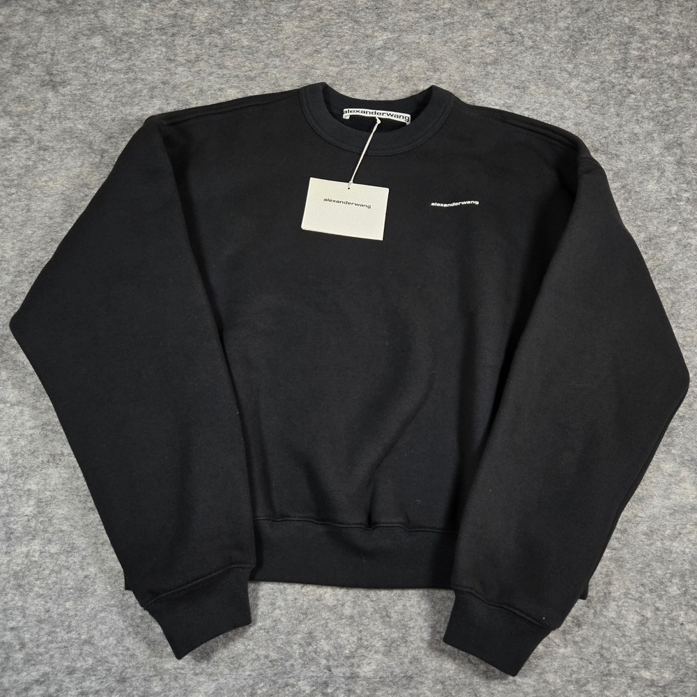 Alexander Wang Womens Black DTC Dense Fleece Logo Crewneck Sweatshirt XS